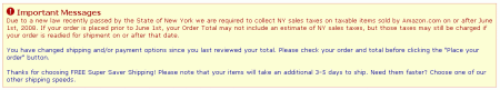 Amazon NY Tax Warning