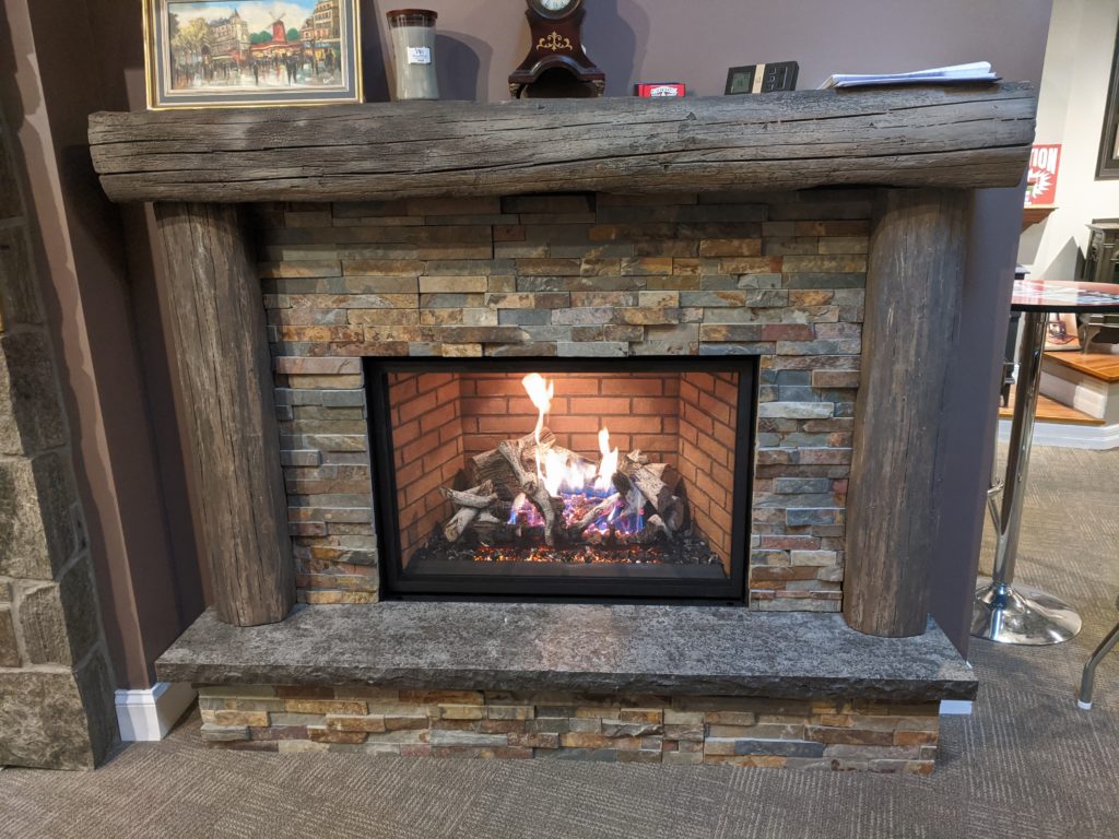 The fireplace in the showroom