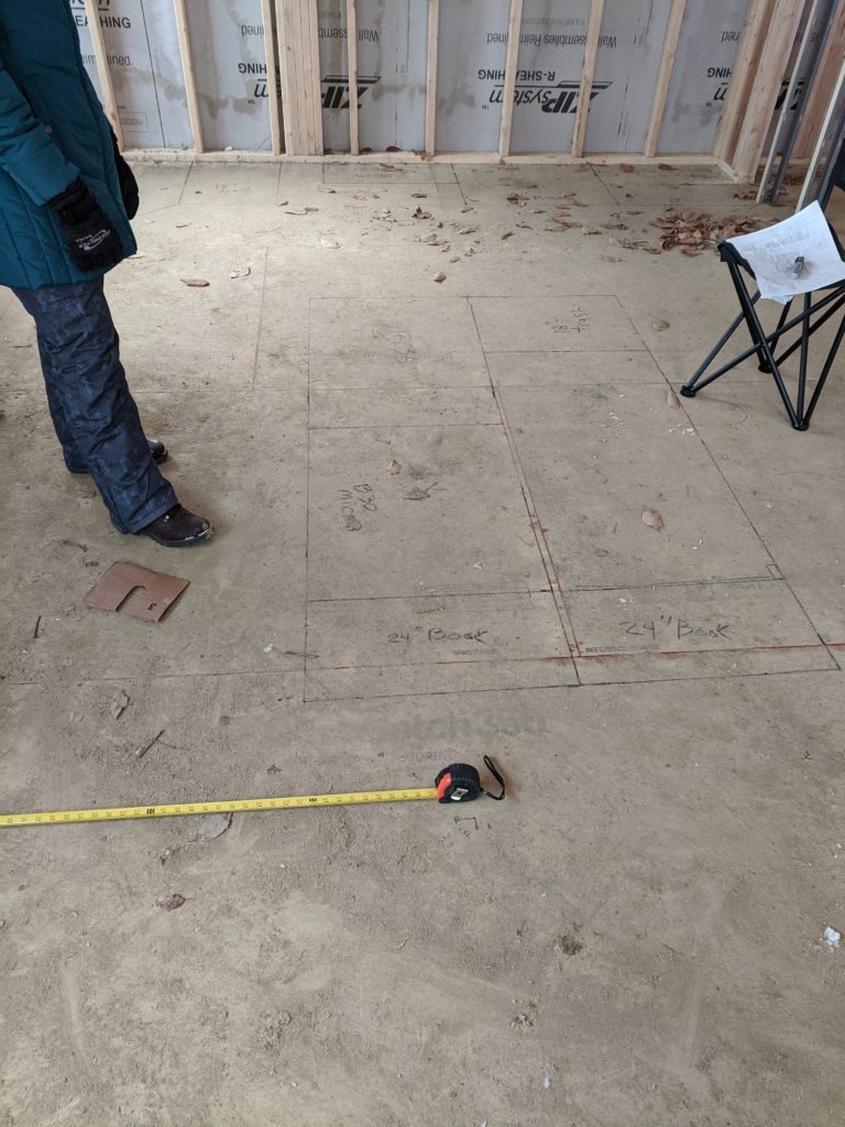 Laying out the kitchen cabinets