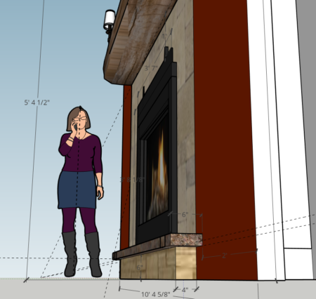 Fireplace Wall Sketchup Mockup - side view